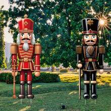 2pcs Set Vibrant Nutcracker Yard Signs - Large Outdoor Christmas Decorations With Stakes For Garden, Lawn, And Porch