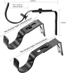 Frienda 20 Pcs Black Curtain Rod Support Brackets Adjustable Curtain Rod Hangers For 1 Inch Diameter General Hardware Holders Wall Bracket Hanger Hooks With Screws - 白色 - 查看 8