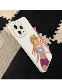 带镜头保护罩的防震保护壳:动漫女孩风格提升你的心情 - 白色 - 查看 5