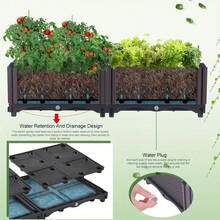 Flower Bed -  Raised Garden Bed With Drainage Plug, Flower Pot,Plant Pots,Pots For Plants, Suitable For Growing Vegetables, Herbs And Flowers, Suitable For Indoor And Outdoor Planting - 40單層二聯種植箱 - 查看 6