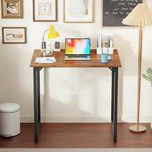 PayLessHere| 32 Inch Computer Desk| Brown| Office Desk With Metal Frame, Adjustable Feet|-Resistant, Scratchproof Surface| Sturdy Writing Table Home Office Or Study| Pack Of 1 - Cổ điển - Xem 5