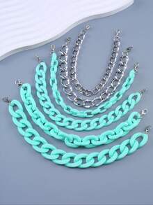 6 件时尚铝链和亚克力链装饰帽链（不含帽子，颜色随机） - 彩色 - 查看 25