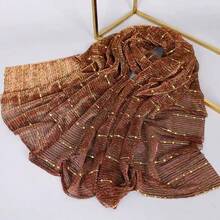 女士亮片蕾丝网眼闪光奢华头巾围巾日常围巾披肩金色和银色闪光件将随机发送。 - 彩色 - 查看 22