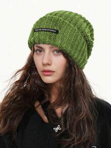 秋冬新款针织帽加厚保暖针织帽韩版百搭休闲防风护耳防寒帽时尚个性休闲涤纶字母刺绣毛线帽