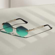 1 Pair Rhombus Frameless Glasses - New Fashion Glasses - Retro Glasses - Chic Glasses, Unisex