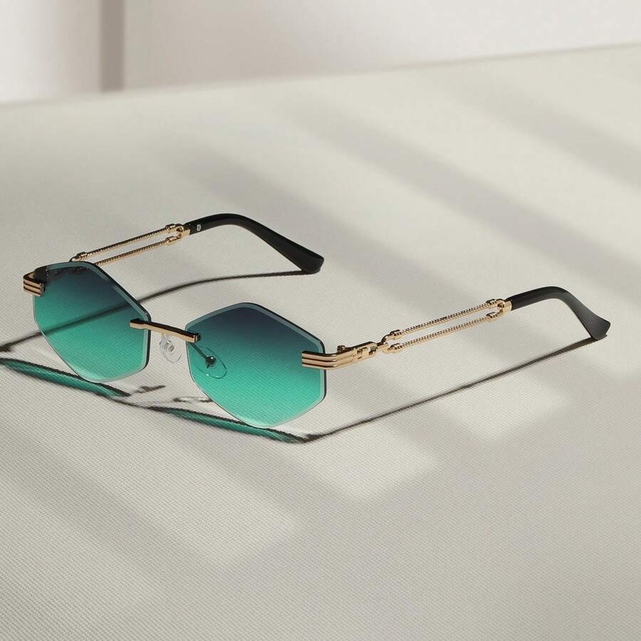 1 Pair Rhombus Frameless Glasses - New Fashion Glasses - Retro Glasses - Chic Glasses, Unisex