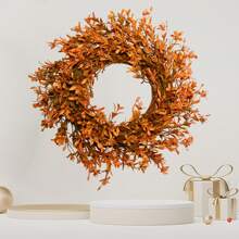 1pc Realistic Halloween Plant Wreath, DIY Decorative Wreath, 3 Color Options, Can Be Hung On Home Entrance, Living Room Wall, Bedroom, Office, Creates Holiday Atmosphere For Halloween, Thanksgiving, Autumn Harvest, Maintenance-Free