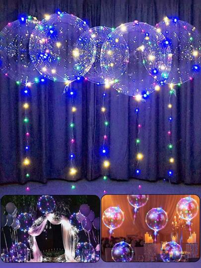 10 piezas Globos transparentes luminosos LED - Adecuados para boda, despedida de soltero, aniversario, cumpleaños, decoración de boda, decoración de escena, globos de burbujas de helio transparentes, fiesta luminosa, sorpresa romántica, regalo de novia de cumpleaños, decoración de fiesta de boda, decoración de fiesta de Navidad, Día de San Valentín (Luces de colores)