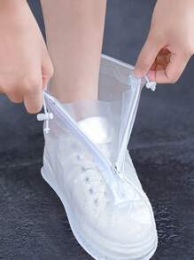 1/2Pairs Transparent Plastic Drawstring Waterproof Rain Shoe Covers, Various Sizes, Non-Slip,3/5/10Pairs, Waterproof And Dustproof Reusable Shoe Covers, Outdoor Accessories, Suitable For School, Office, Home, Travel, Shoe Storage