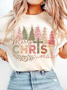 Christmas Tree Merry Christmas DIY Iron-On Heat Transfer Sticker Decals Patch, Suitable For T-Shirts, Sweatshirts, Pillowcases, Fabric, Bags And Clothing Decoration, Winter Merry Christmas Xmas New Year Retro Holiday Party Decor, 10inch
