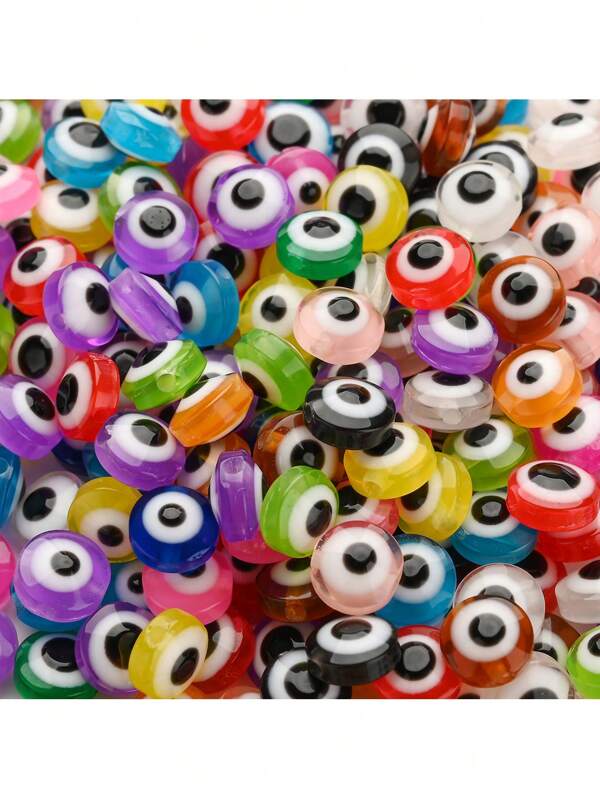 100pcs 6-12mm Evil Eye Flat Round Beads With Holes For Jewelry Making DIY Handmade Earring Bracelet Accessories