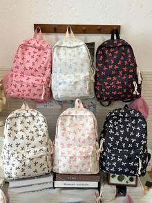 New Cute Style Bow Pattern Bag, Bow Pattern Backpack Bag, Lightweight School Bag, Student Large Capacity Backpack, Fresh And Simple Style School Bag Teenager Boy Girl Backpack 15.6 Inch Laptop Backpack Travel Backpack - Multicolor - View 7