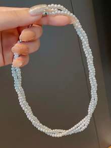 1 件多层仿珍珠螺旋项链，适合女性日常佩戴、珠宝配饰、生日/节日礼物 - 白色 - 查看 5