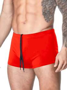 Lined Boxer Shorts With Elastic And Drawstring, Lined With UV50+ Protection - Red - View 2