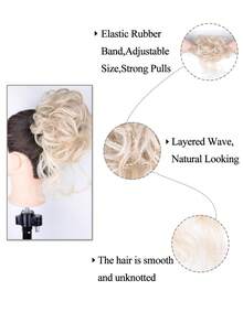 Pieza para el cabello con moño despeinado, extensiones de cabello sintético con rizos y mechones, banda elástica para el cabello, accesorios de cabello postizos, pasadores de cabello, accesorios de cabello para mujeres