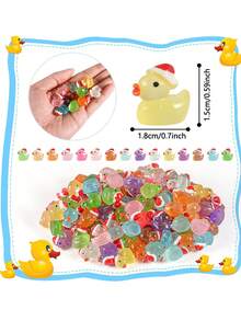 1/10/20/30/100pcs Christmas Hat Color Glow In Dark Duck, Christmas Mini Duck, Mini Luminous Resin Ducks For Crafts, Car Diy Creative Ornament, Cute Creative Handmade Duckling,Colorful Tiny Ducks Glow In The Dark Miniature Figures,Vibrant, Collectible, And Adorable Party Favors, Goody Bag Stuffers, And Easter Gifts,Christmas, Christmas Decorations, Christmas Gifts. - Multicolor - View 4