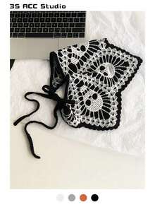 1 件万圣节派对幽灵/蜘蛛网蜘蛛南瓜蝙蝠魔鬼独特成人头带，深色风格钩针编织头带，秋冬装饰性能三角围巾，优雅发饰 - 彩色 - 查看 13