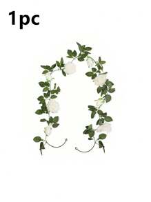 1/2 件人造玫瑰花环，配 2 米 LED 灯串，白玫瑰花环，假花，适用于圣诞节装饰、家居装饰、房间装饰、性别揭示装饰、教室装饰、卧室装饰、婚礼装饰、新娘送礼会、派对装饰、迎婴派对、婚礼、露台装饰