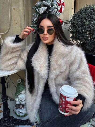 GDDYIN Women's New Solid Faux Fur Short Jacket With High-End Atmosphere, Suitable For Dates In Winter