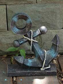 1 pièce Statue de résine d'ancre haute, décoration nautique, ornement de statue d'ancre, convient pour la maison, le jardin, le bar, la décoration de table d'intérieur et d'extérieur, ancre antique, style unique, cadeaux de Noël, rentrée scolaire, Halloween et anniversaire