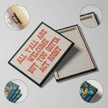 1幅“欢迎大家”主题墙画，极简西部风格帆布画，复古横幅海报，波西米亚牛仔风装饰，适用于卧室、客厅、宿舍、农舍风格墙面装饰，可选择带框或不带框。 - 彩色 - 查看 6