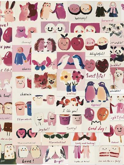 50 piezas de pegatinas retro y lindas de parejas enamoradas, calcomanías decorativas DIY para portátil, botella de agua, equipaje, cuaderno, guitarra, teléfono, papelería