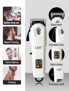 LQT 1/2/3pcs [Multi-Functional Haircut Set] Professional Men's Haircut Set, Rechargeable Electric Hair Clipper And Shaver, Men's Beard Trimmer, Hair And Body Grooming Kit, Home Haircutting Styling Set, Gift For Dad/Boyfriend - White - View 9