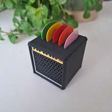 Guitar Pick Holder With Random Five Color Picks, Vintage Speaker Guitar Pick Holder, Portable Guitar Pick Holder, Gift For Guitar Lovers - 黑色1+5個槳(顏色隨機) - 查看 6