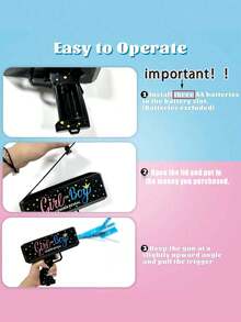 101件/套 - 黑金皇冠性别揭晓彩纸礼炮，包含黑金、粉蓝三色彩纸和礼炮，是性别揭晓派对、迎婴派对、男孩/女孩破冰游戏的理想之选。（注：需3节AAA电池。） - 彩色 - 查看 5