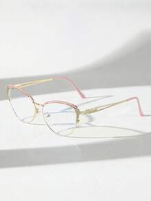 زوج من النظارات المعدنية ذات إطار عين القطة المناسبة للمراهقين من عمر 14-16 سنة، للاستخدام اليومي والديكور والعودة للمدرسة والعطلات والسفر وحفلات الهالوين والتصوير الفوتوغرافي