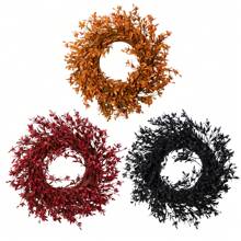 1pc Realistic Halloween Plant Wreath, DIY Decorative Wreath, 3 Color Options, Can Be Hung On Home Entrance, Living Room Wall, Bedroom, Office, Creates Holiday Atmosphere For Halloween, Thanksgiving, Autumn Harvest, Maintenance-Free