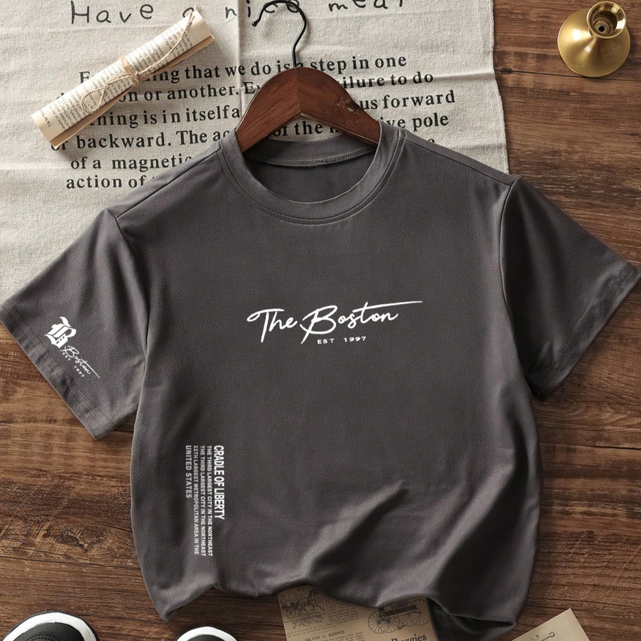 Camiseta de manga corta con cuello redondo y estampado casual para niños preadolescentes y estudiantes, top de verano