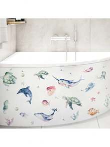 Kids Wall Stickers Cartoon Ocean Animals Educational Back To School Children's Room Decor Bathroom Home Decoration