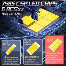 DrViAion 2 件 6000K H4 H7 汽车大灯 H1 LED 灯泡 H11 9005 HB3 9006 HB4 LED 灯 120000LM 涡轮灯泡 12V - 白色 - 查看 4