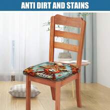 1/4/6/40pcs Halloween Themed Scarecrow And Pumpkin Printed Removable Full-Cover Stretchable Milk Fiber Fabric Chair Covers ,Restaurant Chair Covers - Square Chair Cushion Covers For Restaurant Kitchen Dining Hotel Seat Covers Removable Soft Cushion Chair Covers