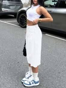 Women's Distressed Asymmetrical Hem Capri Jeans - White - View 7