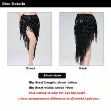 1PC Mesh Women's Belly Dancing Hip Scarf 10 Layers Dancing Belt Colorful Sequins Waist Chain Belly Dance Hip Scarf Belt For Dancers - Black - View 11