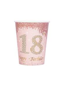 10 Stücke 18. Geburtstag Dekorationen für Prinzessin, Rosegold Geburtstags Party Dekorationen und Zubehör, inklusive Pappteller, Becher, Servietten, "Happy 18 Years" Geburtstags Party Geschirr Set für 18. Geburtstags Party Gastgeschenke