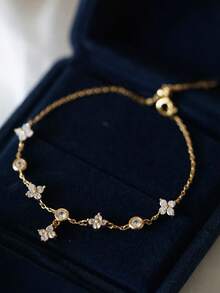 1 件女士时尚优质双层英式心形脚链，防水不锈钢，不褪色，适合日常佩戴、派对、聚会、海滩