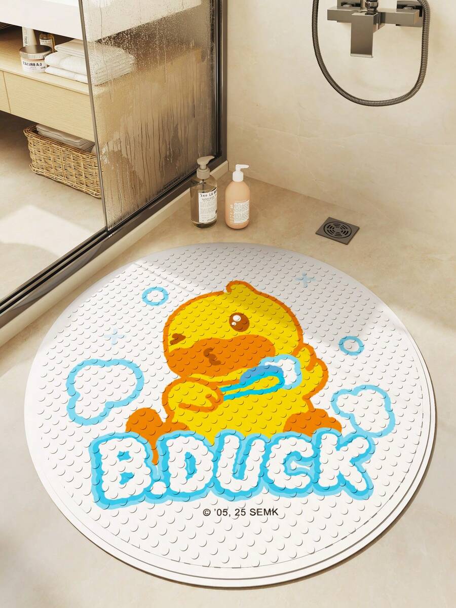 B. Duck 1pc Authorized B.DUCK Thick Shower Mat, Cartoon Duck Style, Anti-Slip Strong Suction Cup Bathtub Mat, Machine Washable Bathroom Accessories, Bathroom Decor