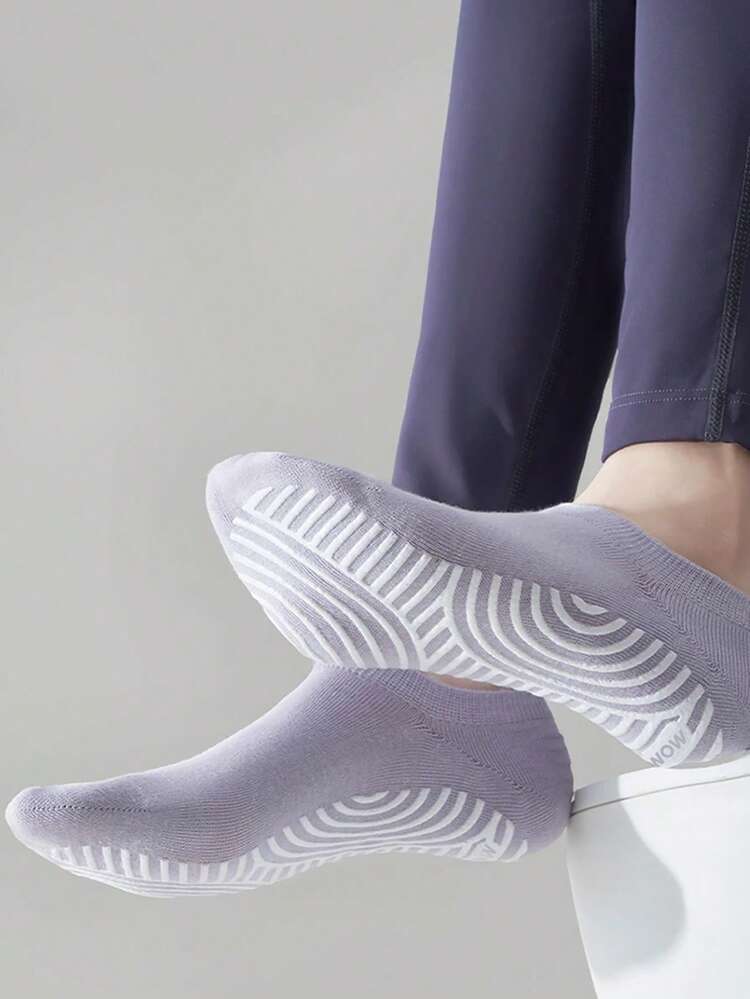 1/3/6 双女款多色组合袜子，黑色、白色、紫色纯色，全底硅胶防滑，透气针织面料，四季皆宜，INS 风格，欧美时尚运动短袜，适合居家、瑜伽、普拉提、室内健身、节日礼物、秋季 - 彩色 - 查看 6