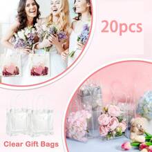 20 piezas de bolsas de regalo transparentes de PVC reutilizables con asas - Ideal para bodas, cumpleaños y fiestas, solución de empaque versátil