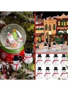 5 قطع/10 قطع/20 قطع تماثيل صغيرة لرجل الثلج مع قبعات - ديكورات عيد الميلاد من الراتنج، مناسبة للأعمال اليدوية DIY، ديكور الحديقة والمنزل - إكسسوارات احتفالية متعددة الوظائف للحفلات والاحتفالات