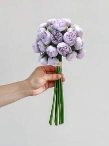 27 têtes de fleurs / 9 tiges / bouquet, camélias artificiels, une tige avec trois fleurs, fausses fleurs avec bord brûlé, roses, pivoines, fleurs de thé, accessoires pour photo de mariage, petit bouquet de décoration pour la maison, ornement, accessoires pour photo de mariage, petit bouquet de décoration pour la maison, décoration de table de salon à la maison, composition florale DIY pour la décoration de la proposition, décoration de salle à manger et de salon à la maison