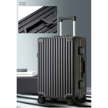 New Universal Wheel Aluminum Frame Trolley Case, Durable And Sturdy Password Boarding Suitcase - Beige - View 1