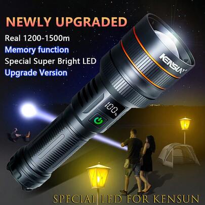 1pc Super Bright Long Range LED Flashlight, USB Rechargeable Waterproof Tactical Flashlight, Outdoor Emergency Torch