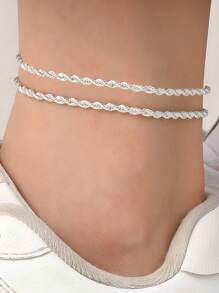 1 pezzo Cavigliera da donna in acciaio inossidabile con catena intrecciata dorata, accessorio versatile per uso quotidiano