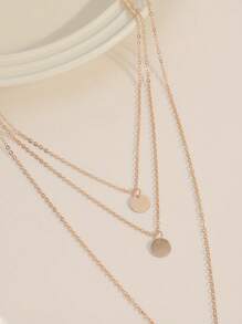 1 pezzo Collana lunga elegante e semplice con paillettes rotonde dorate a più strati, per donne. Catena lunga classica ed elegante in oro, adatta per le signore da indossare tutto l'anno e può essere regalata alle amiche.