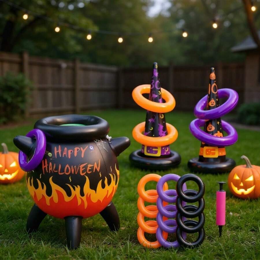 Halloween Ring Toss Games, Inflatable Decorative Items For Halloween Party Supplies, Halloween Party Favors Supplies Holiday Decoration Indoor Outdoor Carnival Game/ Home Decor Halloween Decor Room Decor