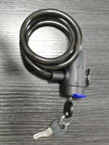 1pc Heavy-Duty Motorcycle And Bicycle Chain Lock Measuring Anti-Theft Metal Safety Lock With Key, Black Braided Cable, Manual Control, And Polished Finish, Suitable For Outdoor, Camping, Travel, Stylish Metallic Feel | Robust Metal Construction, Bicycle Lock.